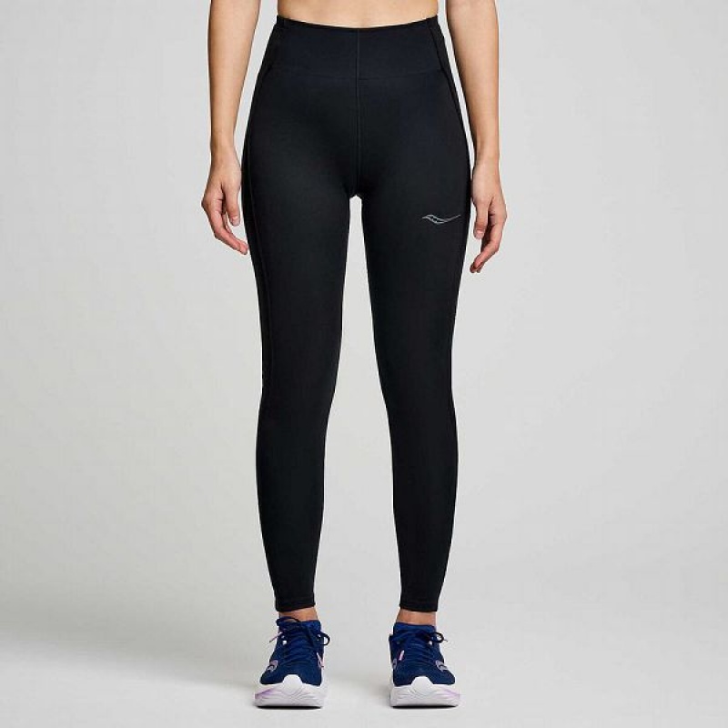 Women\'s Saucony Fortify Viz Tight Black | SMGLDAQ-83