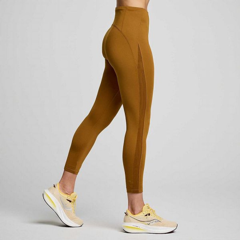 Women's Saucony Fortify Viz Tight Brown | MARJTSN-36