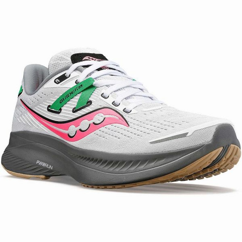 Women's Saucony Guide 16 Running Shoes White / Grey | FUIVXQR-73