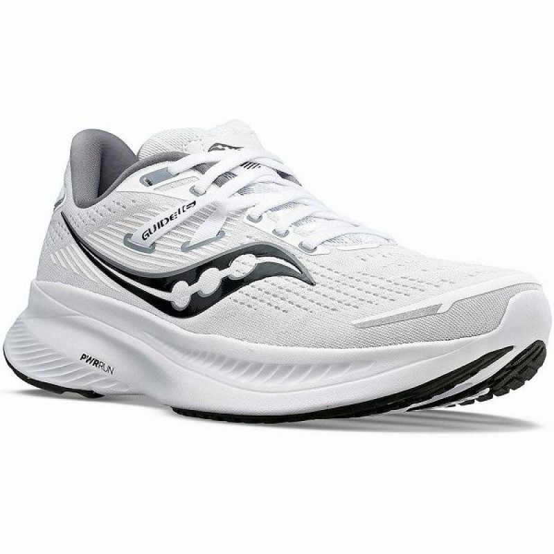 Women's Saucony Guide 16 Running Shoes White / Black | SCJXDPM-63