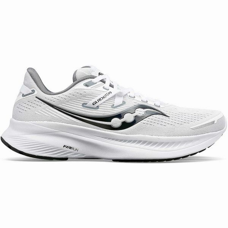 Women\'s Saucony Guide 16 Running Shoes White / Black | SCJXDPM-63