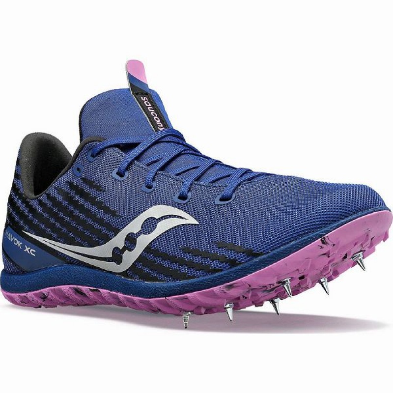 Women's Saucony Havok XC 3 Spike Spikes Shoes Indigo | XMCVHQP-71