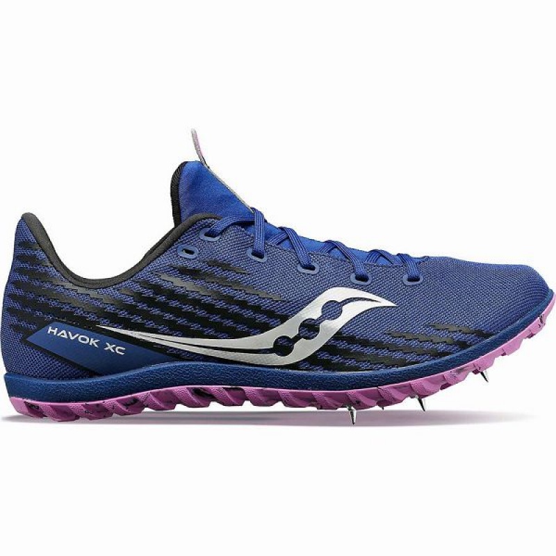 Women\'s Saucony Havok XC 3 Spike Spikes Shoes Indigo | XMCVHQP-71