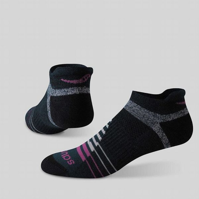 Women's Saucony Inferno Merino Wool Blend No Show 3-Pack Socks Pink | LXBFYNC-13