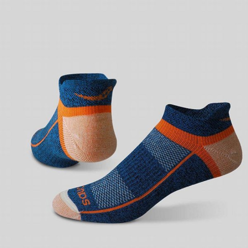 Women's Saucony Inferno Merino Wool Blend No Show 3-Pack Socks Orange / Blue | IHJCKXA-09