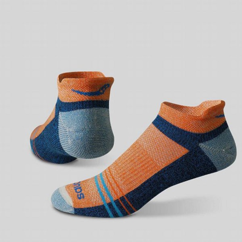 Women's Saucony Inferno Merino Wool Blend No Show 3-Pack Socks Orange / Blue | IHJCKXA-09