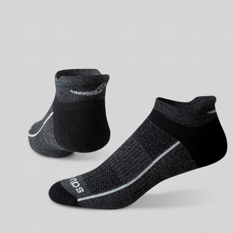 Women's Saucony Inferno Merino Wool Blend No Show 3-Pack Socks Grey | EITBPNW-92