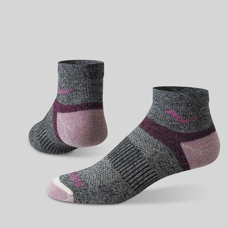 Women's Saucony Inferno Merino Wool Blend Quarter 3-Pack Socks Pink | KUIAZJO-38