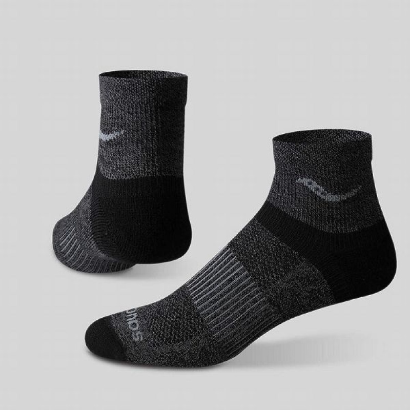 Women's Saucony Inferno Merino Wool Blend Quarter 3-Pack Socks Grey | VIWJCSU-67