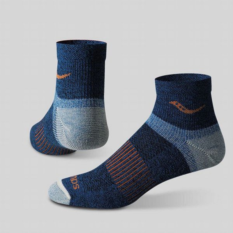 Women's Saucony Inferno Merino Wool Blend Quarter 3-Pack Socks Blue | IPZUTAM-05