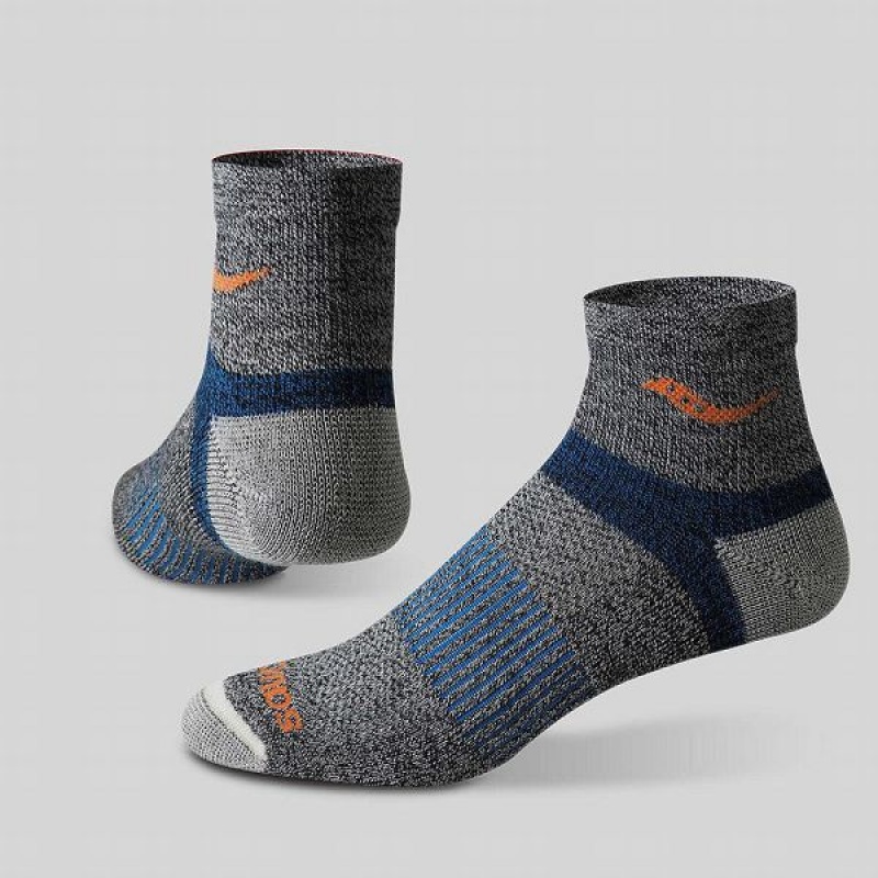 Women's Saucony Inferno Merino Wool Blend Quarter 3-Pack Socks Blue | IPZUTAM-05