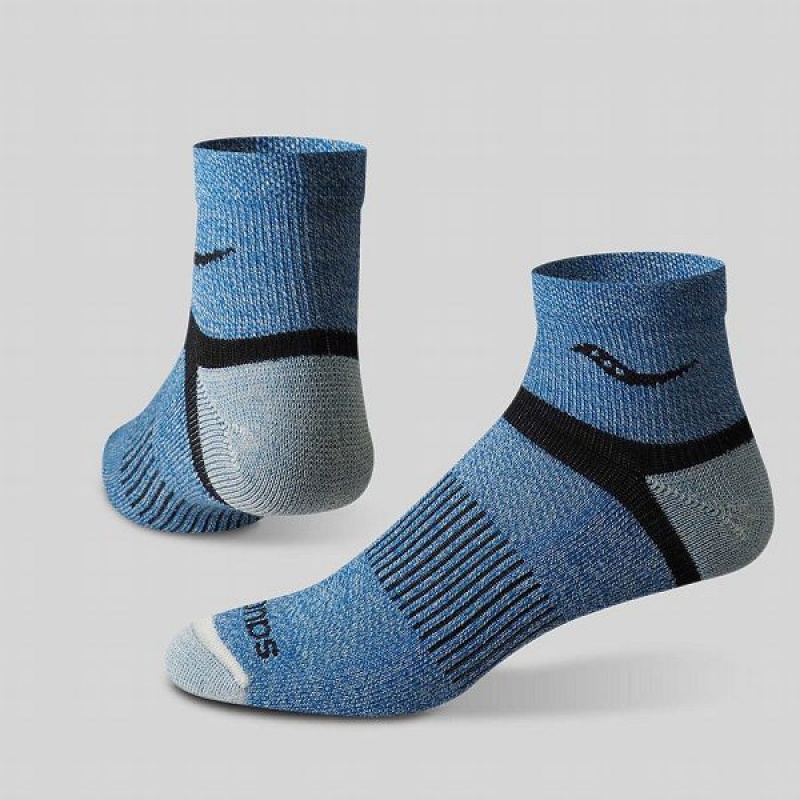 Women's Saucony Inferno Merino Wool Blend Quarter 3-Pack Socks Blue | IPZUTAM-05