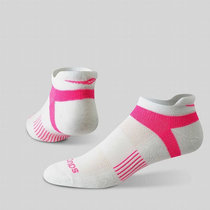 Women's Saucony Inferno No Show Tab 3-Pack Socks Pink | RELJSUP-53