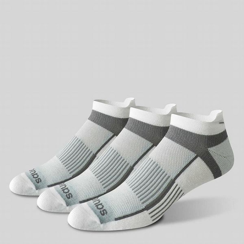 Women's Saucony Inferno No Show Tab 3-Pack Socks White | YSAICOU-95