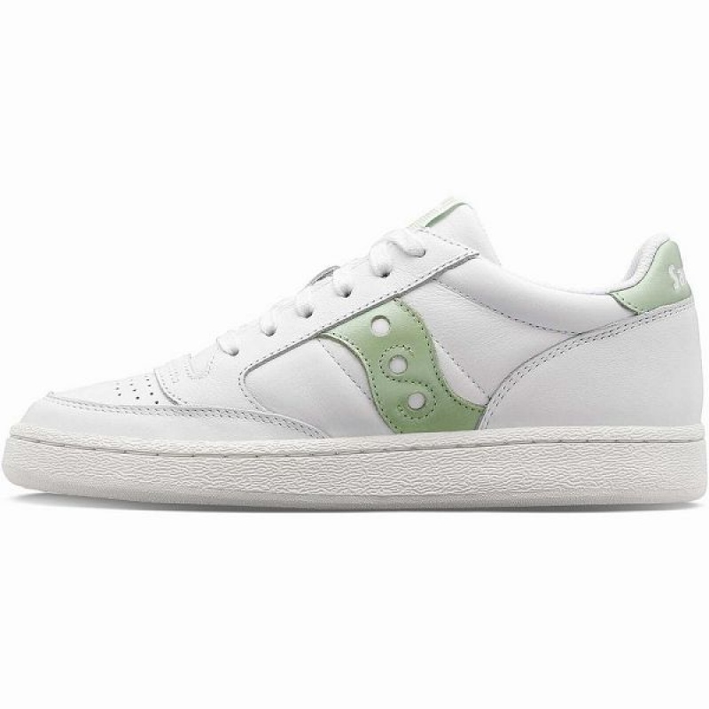 Women's Saucony Jazz Court Metallic Sneakers White / Light Green | OKAUSPB-47