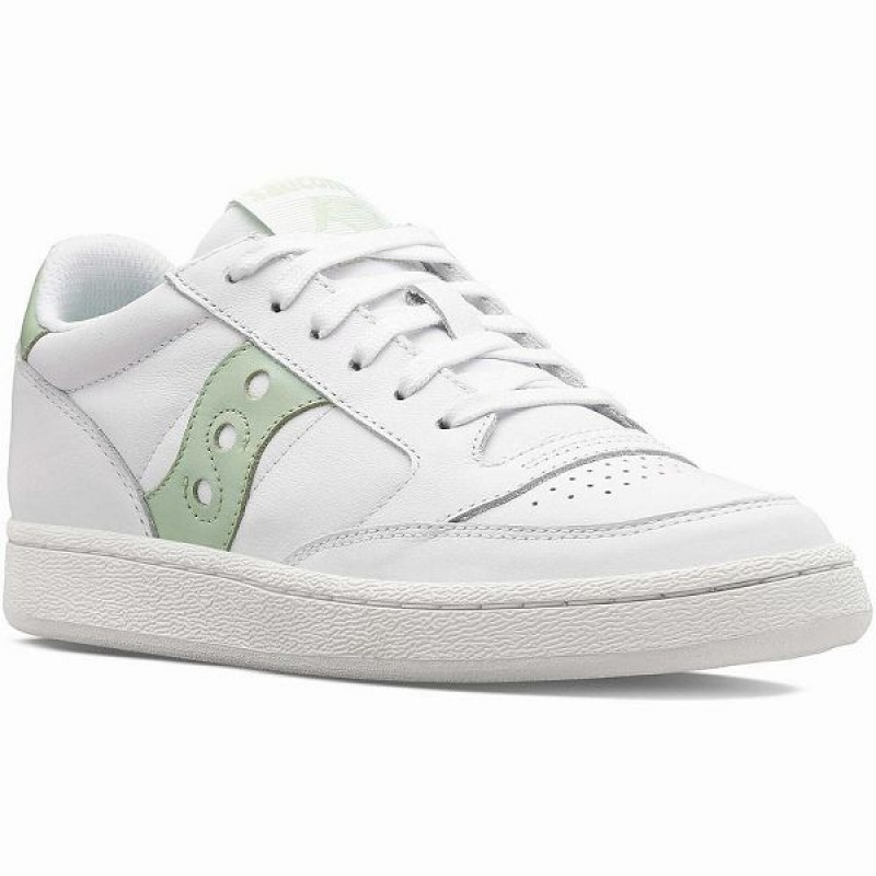 Women's Saucony Jazz Court Metallic Sneakers White / Light Green | OKAUSPB-47