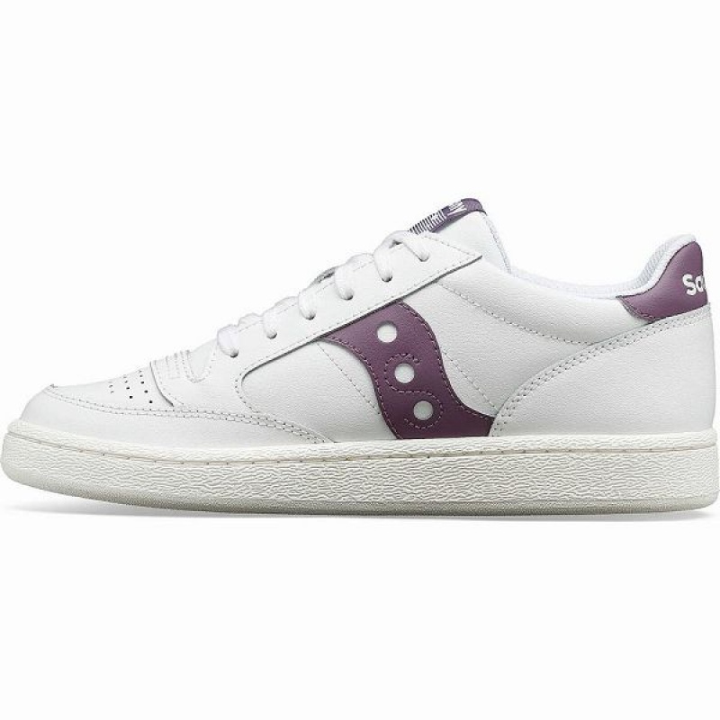 Women's Saucony Jazz Court PU Sneakers White / Purple | YUANDST-12