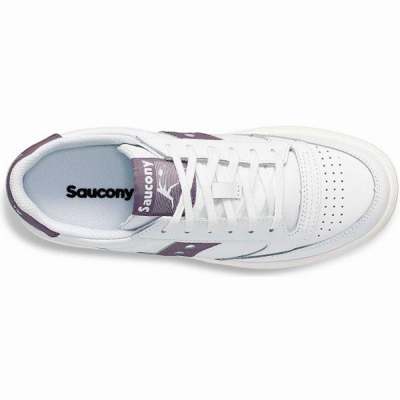 Women's Saucony Jazz Court PU Sneakers White / Purple | YUANDST-12