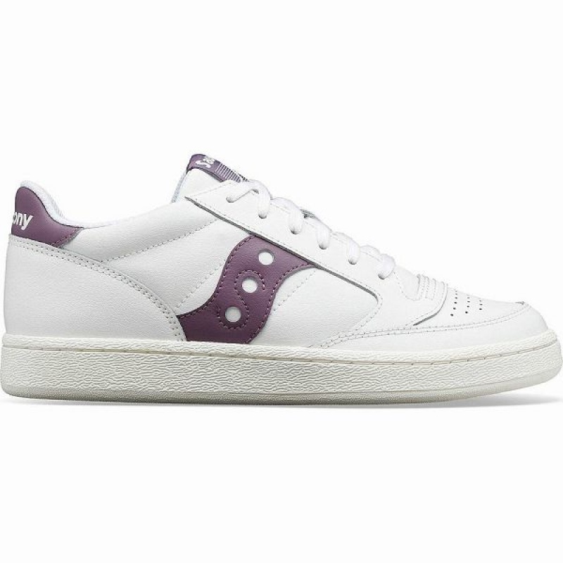 Women\'s Saucony Jazz Court PU Sneakers White / Purple | YUANDST-12