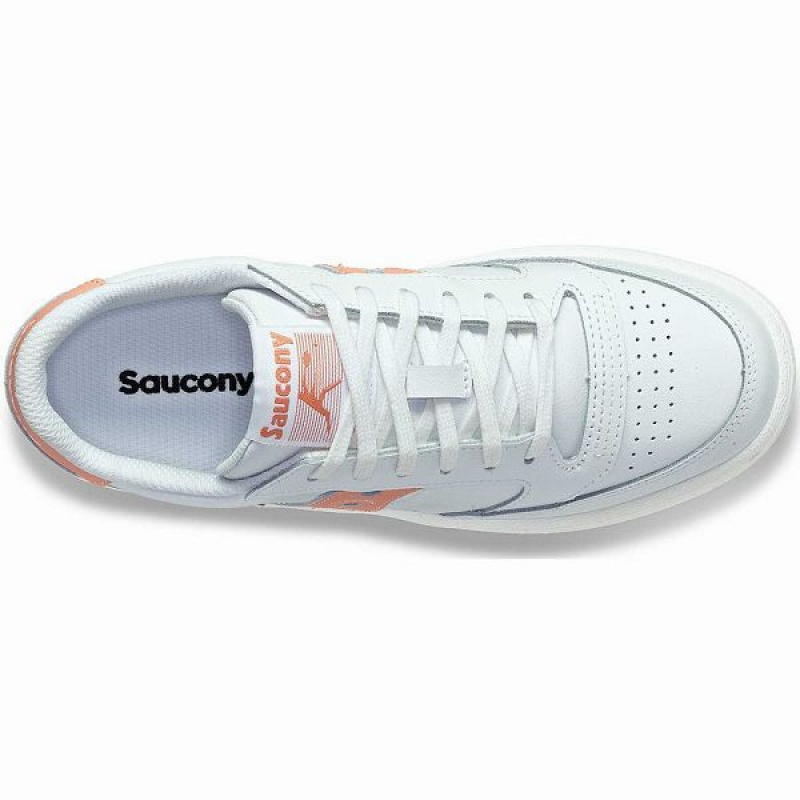 Women's Saucony Jazz Court PU Sneakers White / Pink | TXYKSQG-92