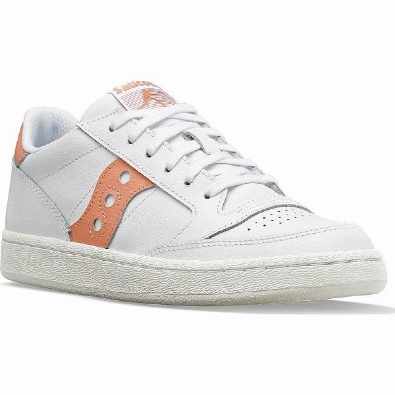 Women's Saucony Jazz Court PU Sneakers White / Pink | TXYKSQG-92