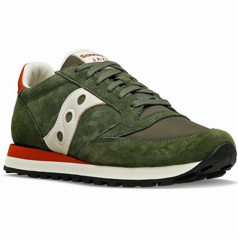 Women's Saucony Jazz Original Premium Sneakers Olive | UWYKMRT-02