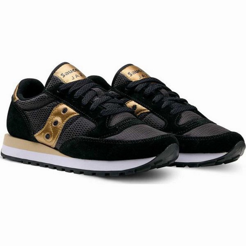 Women's Saucony Jazz Original Sneakers Black / Gold | WTPDBZU-19