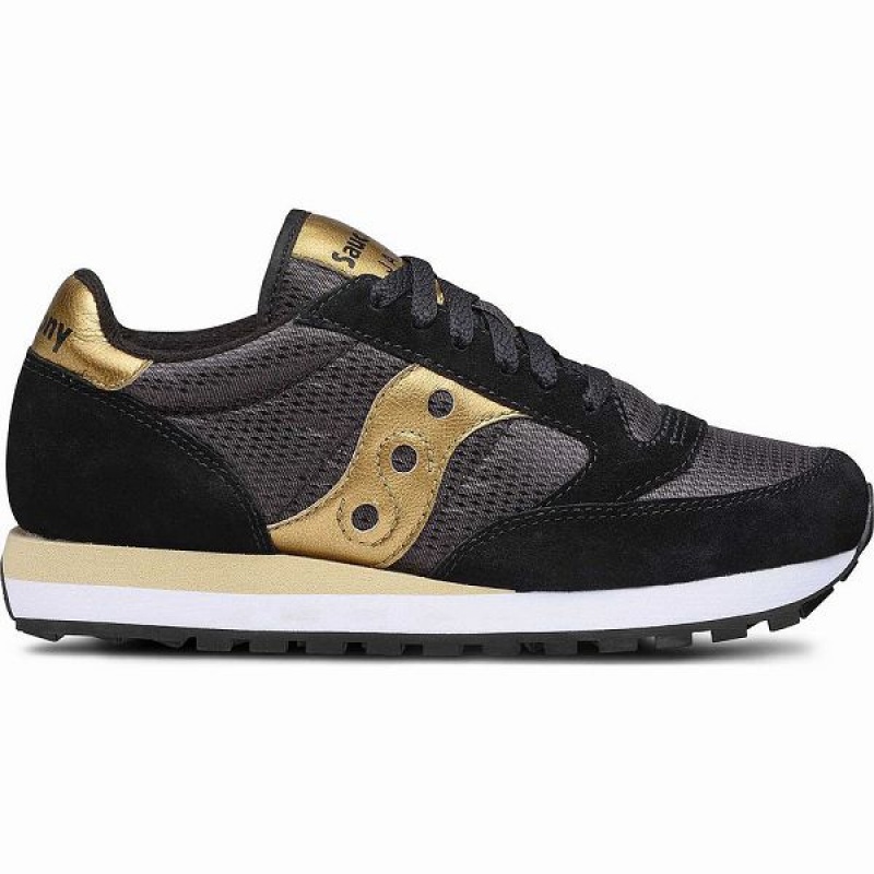 Women\'s Saucony Jazz Original Sneakers Black / Gold | WTPDBZU-19