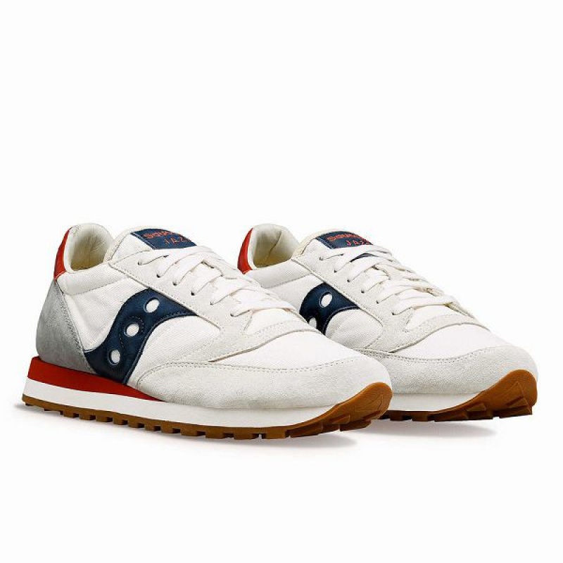 Women's Saucony Jazz Original Stonewash Sneakers White / Navy | NSKYVBZ-01