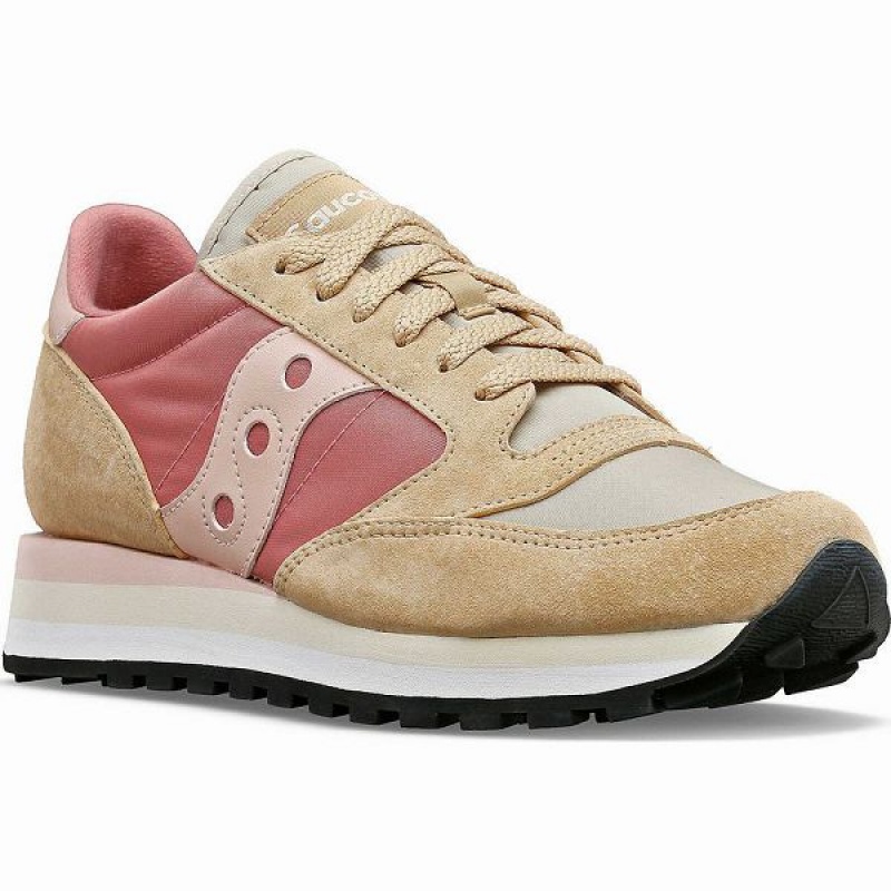 Women's Saucony Jazz Triple Sneakers Beige / Red | RIJSXTA-86