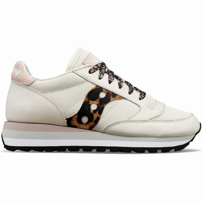 Women\'s Saucony Jazz Triple Sneakers Beige / Leopard | NWDJBQU-47