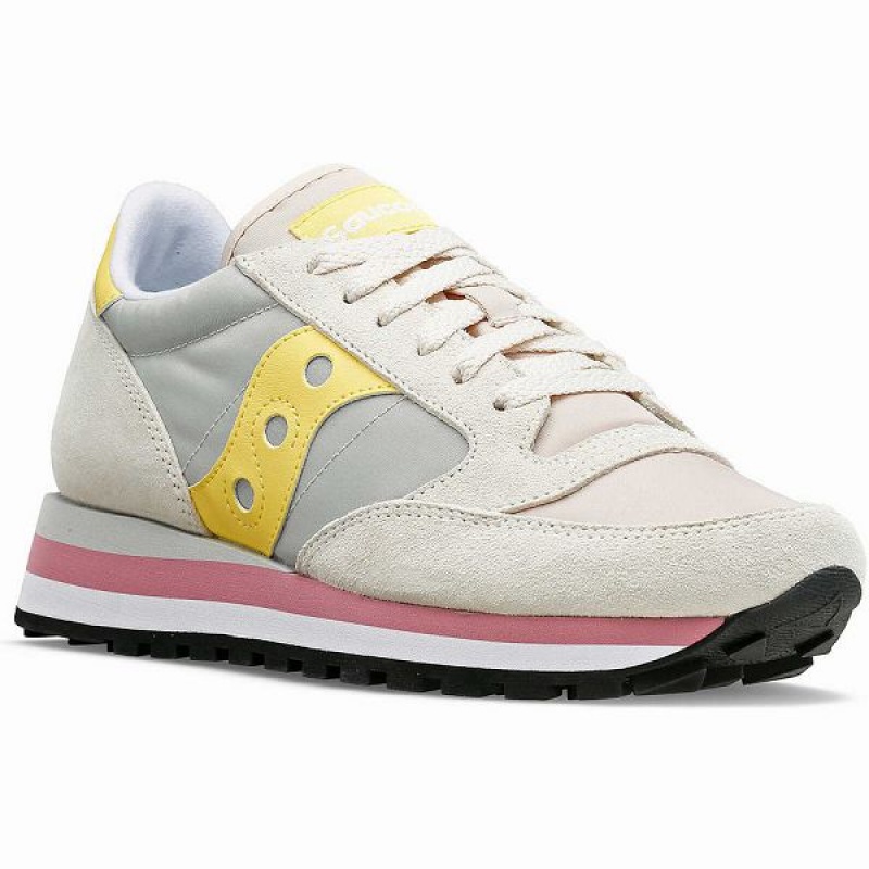 Women's Saucony Jazz Triple Sneakers Grey / Yellow | WIHAVSL-12