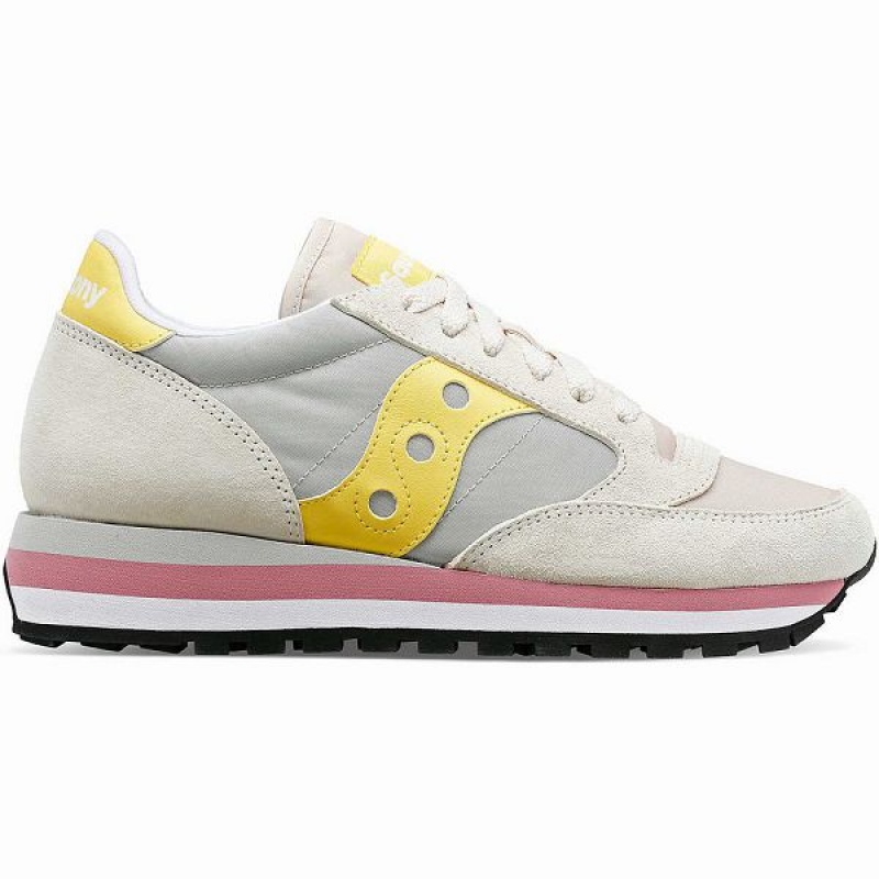 Women\'s Saucony Jazz Triple Sneakers Grey / Yellow | WIHAVSL-12