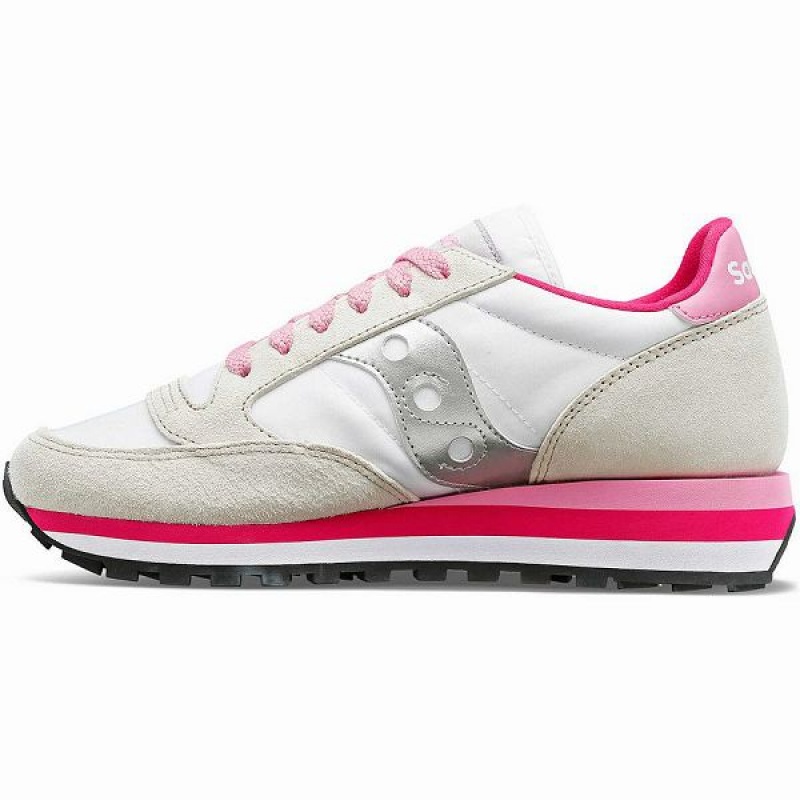 Women's Saucony Jazz Triple Sneakers White / Grey / Pink | ROLQFJH-72