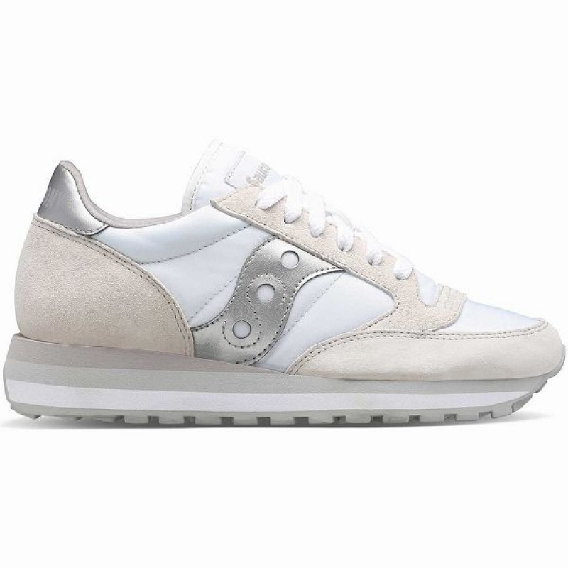 Women\'s Saucony Jazz Triple Sneakers White / Silver | GDJXLFZ-84