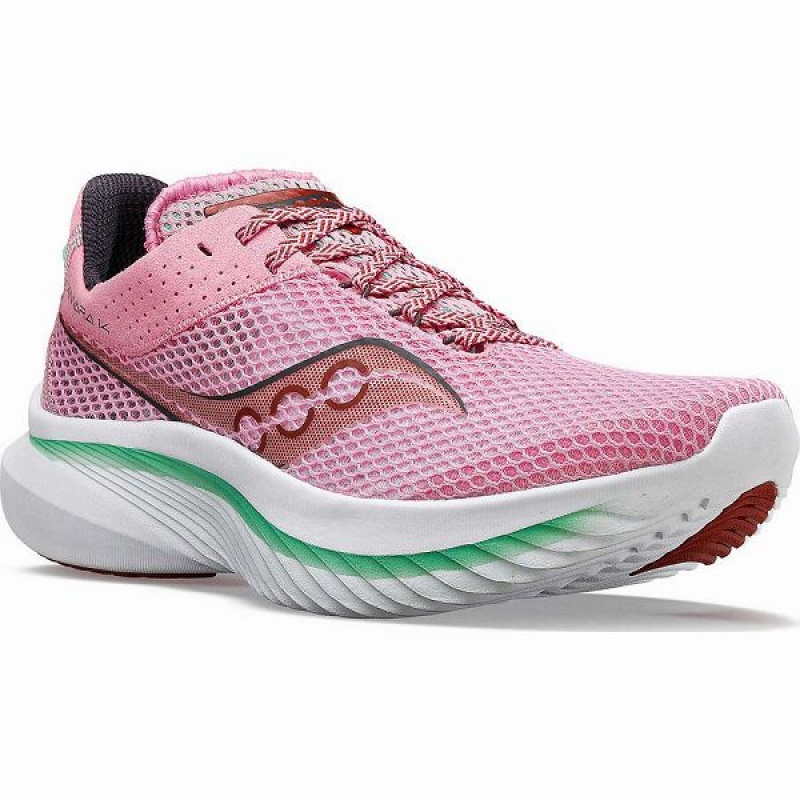 Women's Saucony Kinvara 14 Running Shoes Pink / Green | NXOKIZW-61