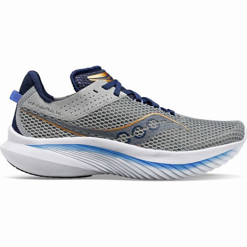 Women\'s Saucony Kinvara 14 Running Shoes Grey / Blue | RTLOXIQ-43