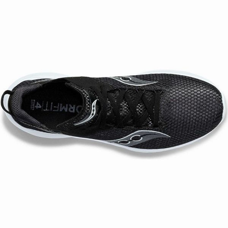 Women's Saucony Kinvara 14 Wide Running Shoes Black / White | CIEWMTB-47