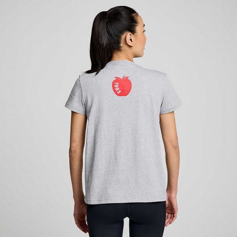 Women's Saucony New York Rested T Shirts Grey | GNWZMSQ-76