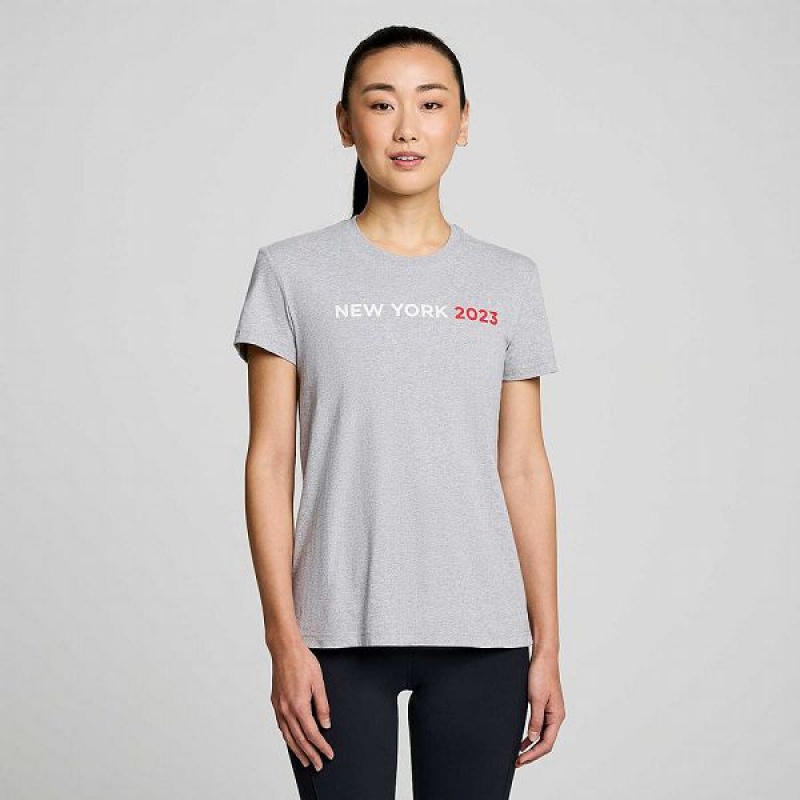 Women's Saucony New York Rested T Shirts Grey | GNWZMSQ-76