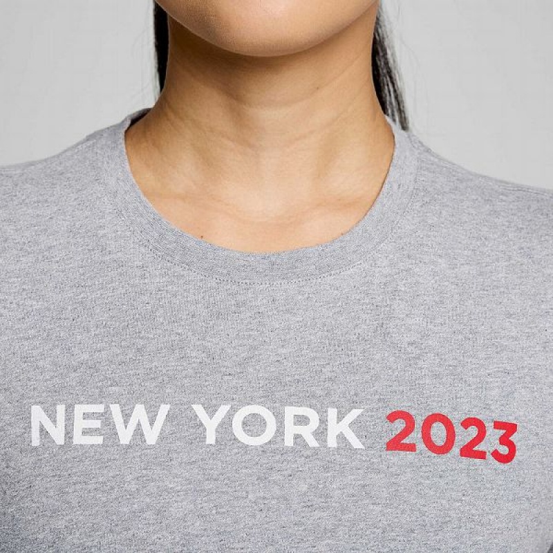 Women's Saucony New York Rested T Shirts Grey | GNWZMSQ-76