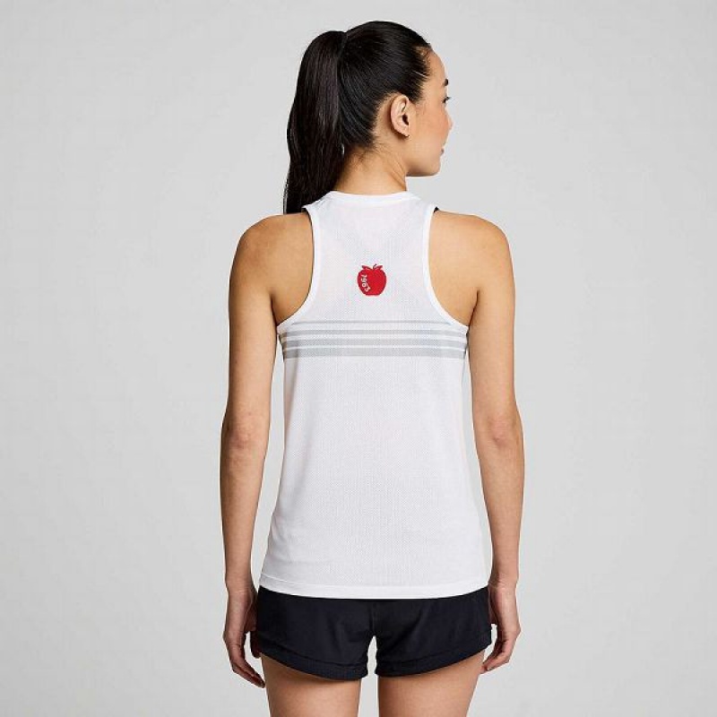 Women's Saucony New York Stopwatch Singlet Tank Top White | ZANEQLT-64