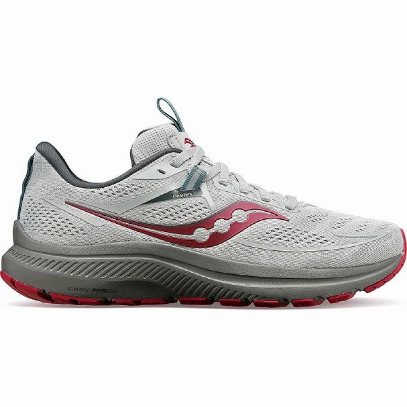 Women\'s Saucony Omni 21 Running Shoes Grey / Red | EVAYKHS-08