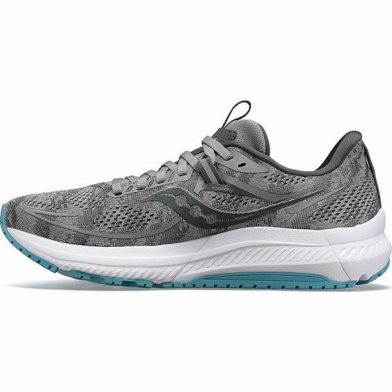 Women's Saucony Omni 21 Wide Running Shoes Grey / Blue | TNXDYHC-35