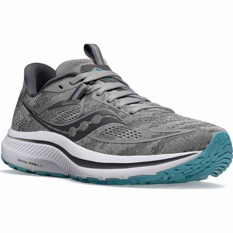 Women's Saucony Omni 21 Wide Running Shoes Grey / Blue | TNXDYHC-35