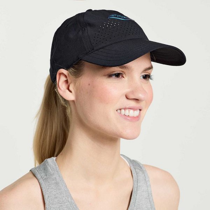 Women\'s Saucony Outpace Petite Hats Black | WVSBECL-41