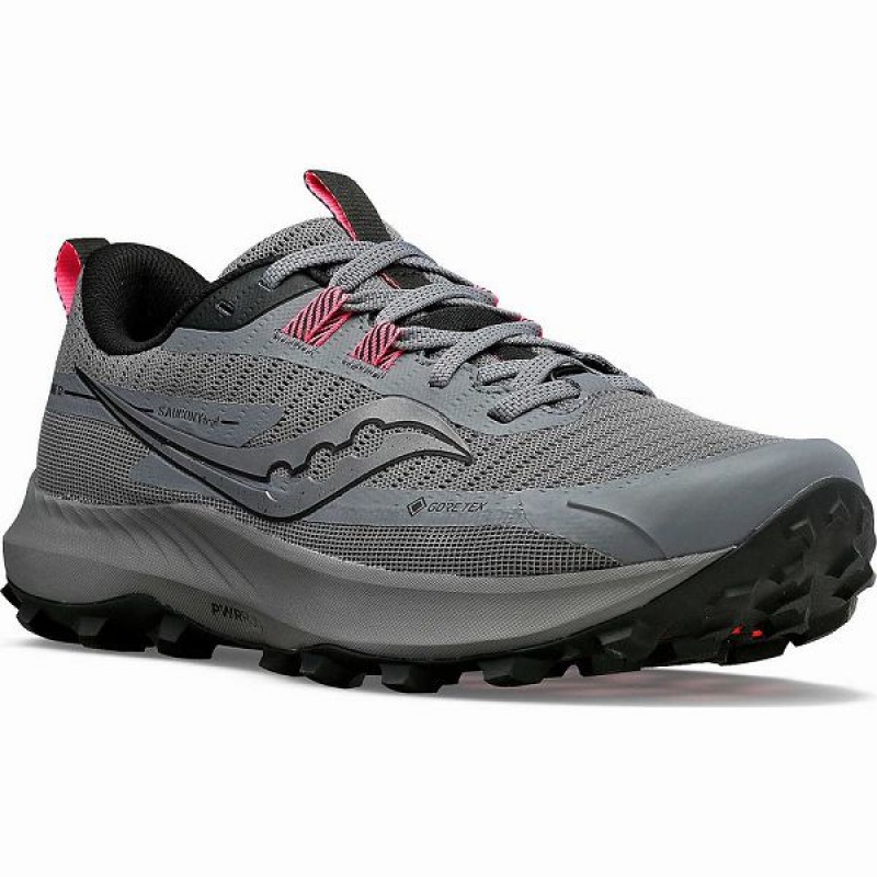 Women's Saucony Peregrine 13 GTX Trail Running Shoes Grey / Black | CQSUHKZ-54