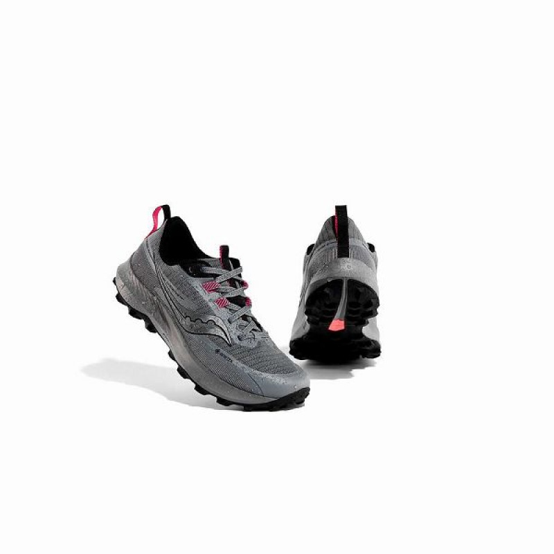 Women's Saucony Peregrine 13 GTX Trail Running Shoes Grey / Black | CQSUHKZ-54