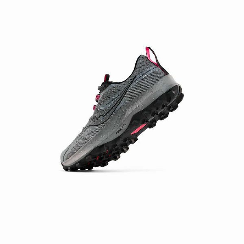 Women's Saucony Peregrine 13 GTX Trail Running Shoes Grey / Black | CQSUHKZ-54