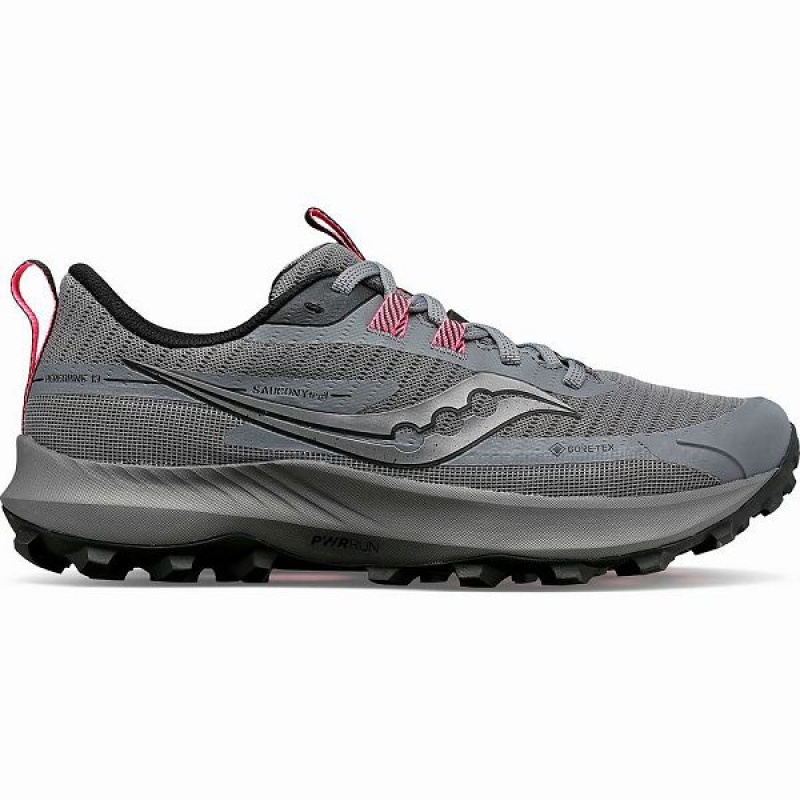 Women\'s Saucony Peregrine 13 GTX Trail Running Shoes Grey / Black | CQSUHKZ-54